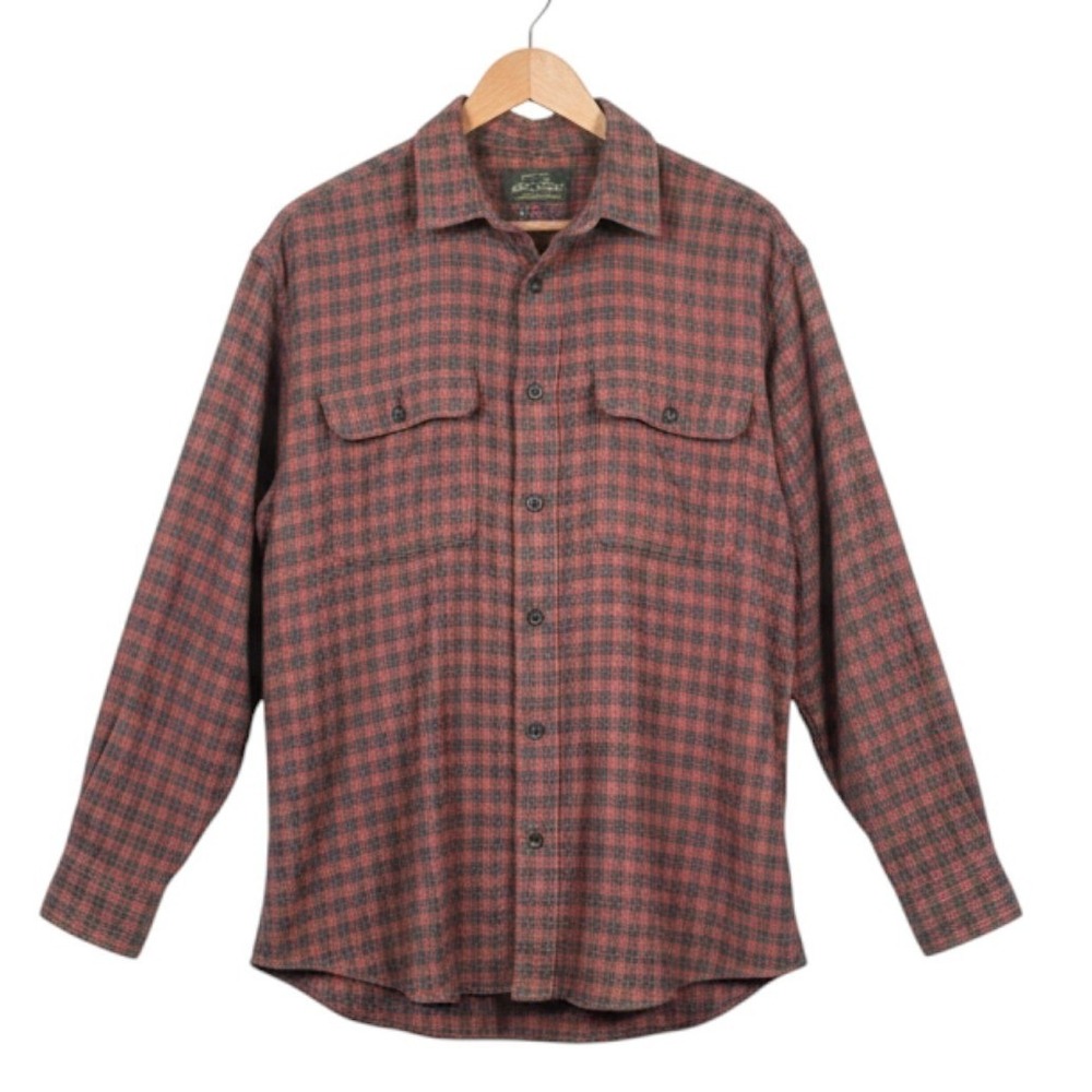 Orvis Signature Plaid Flannel Shirt Mens L Red Orange Gray Gorpcore Fall Vtg Y2k